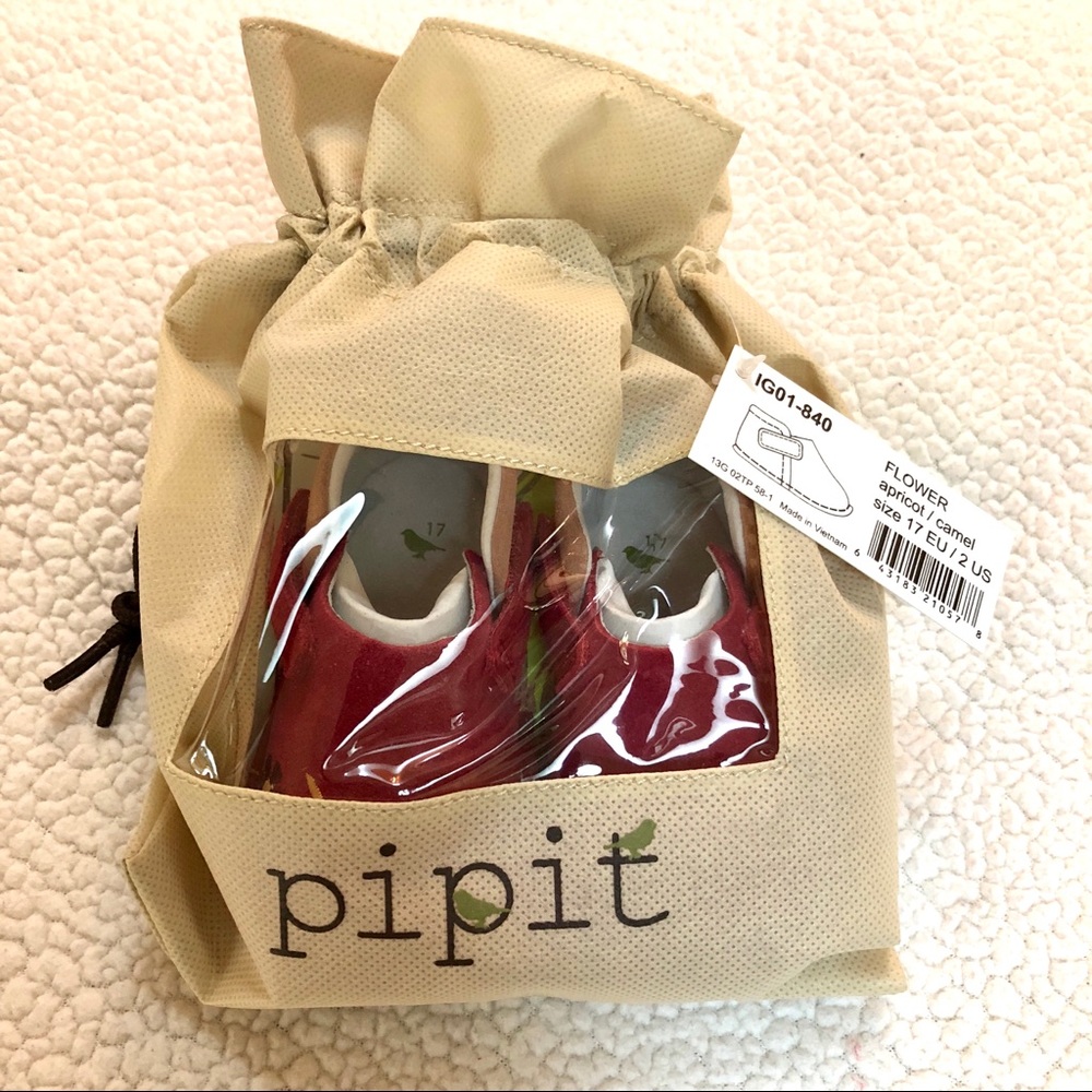 Pipit Suede Flower Apricot Camel Baby Shoes Size 2 - Picture 8 of 10
